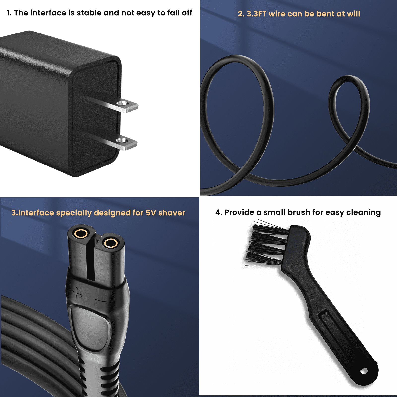 USB C Charger for Philips Norelco One Blade 360 & New Series 2000 3000 5000 7000 i9000, 5V Adapter for Shaver QP2724 QP2834 QP6552, MG5910 MG7910 MG9510, Replacement Phillips Power Cord