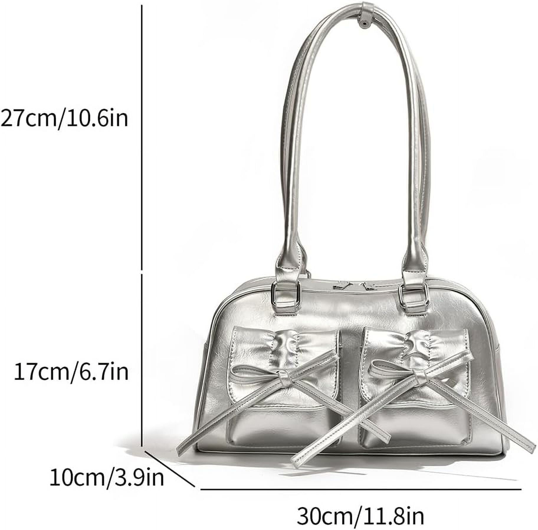 CAILDANL Cute Bow Purse Aesthetic Japanese Shoulder Bag Faux Leather Tote Bag Y2k Red Handbag Purse