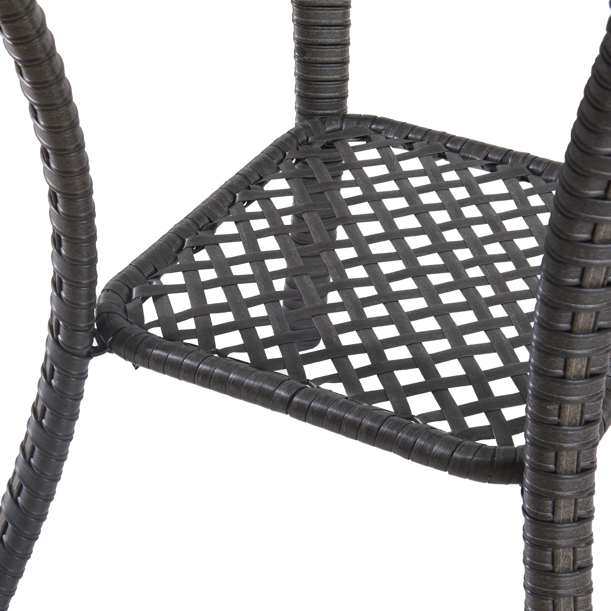 PARKWELL Outdoor Patio Side Table Square Wicker End Table with Glass Top, Brown