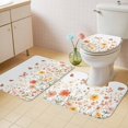 thumbnail image 4 of Watercolor Flower Bathroom Rugs Set Retro Butterfly Non Slip Absorbent Soft Bath Mats 3 Piece Set with Bathroom Rug, U-Shaped Floor Mat, Toilet Seat Cover Large Size, 4 of 9