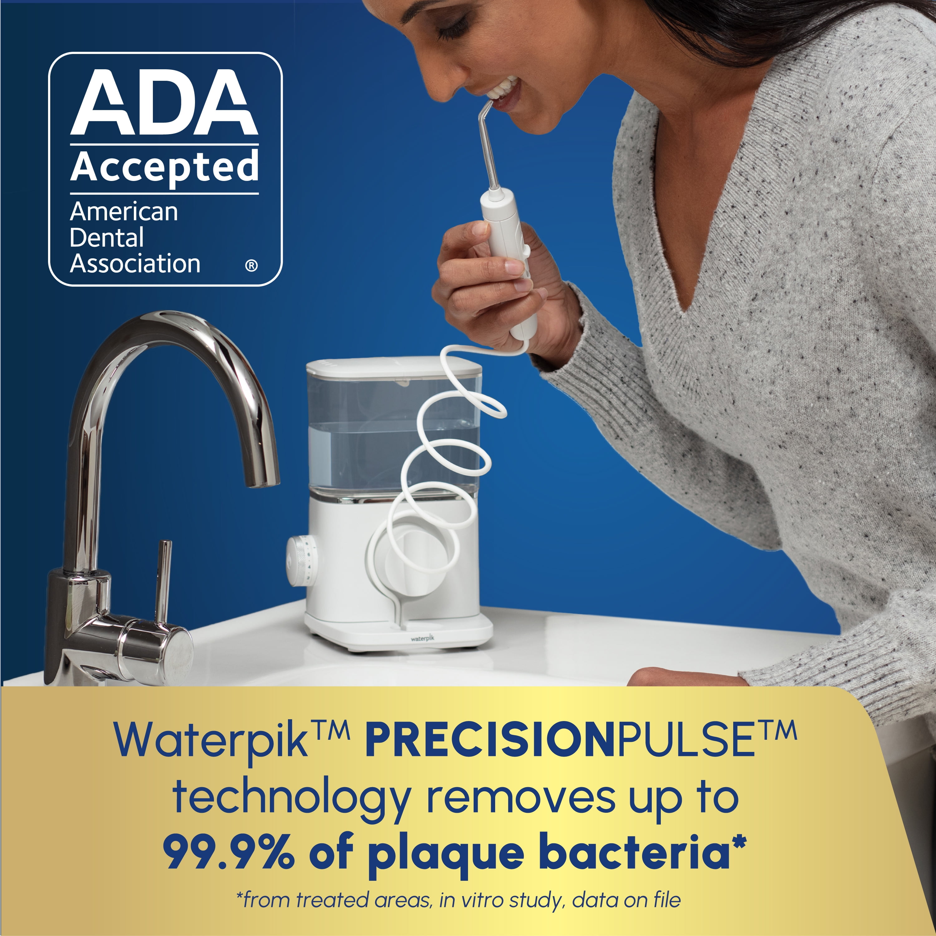 Waterpik Evolution Water Flosser with 10 Settings, 5 Tips, ADA Accepted, White