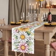 thumbnail image 2 of Colorful Daisy Floral Table Runner, Spring Flowers Botanical Leaves Rustic Cotton Linen Table Runners 108 Inches Long, Dresser Scarf Runner for Dining/Living Room/Kitchen/Square Tables 13''x108'', 2 of 9