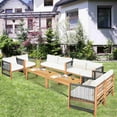 thumbnail image 1 of Costway 8PCS Wooden Patio Furniture Set CUS01hioned Sofa W/Rope Armrest White, 1 of 9