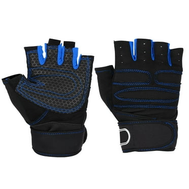 Weight Lifting Gym Gloves Training Fitness Wrist Wrap Workout Exercise Sports (Dark Blue, M)