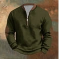 thumbnail image 2 of safuny Men's Solid Color Pullover Fashion Long Sleeve Tops Casual Loose Shirts Big&Tall Stand Collar Sweatshirts Half Zipper Workout Green L, 2 of 6