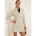 thumbnail image 4 of DARING DIVA Women's Notch Lapel Trench Double Breasted Winter Coats Beige XL, 4 of 6