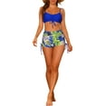 thumbnail image 2 of Women's Drawstring Push Up Bikini Sets Top, 2 Pieces Tropical Print High Waist Shorts Bathing Suits Large Royal Blue, 2 of 4