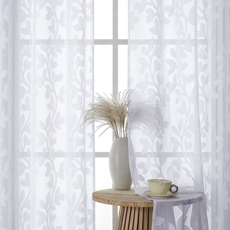 OVZME Darla 42x54 Light Filtering White Sheer Curtains photo 6