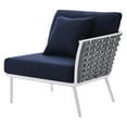 thumbnail image 6 of Lounge Sectional Sofa Chair Table Set, Navy White, Aluminum, Metal, Fabric, Modern Contemporary, Outdoor Patio Balcony Cafe Bistro Garden Furniture Hotel Hospitality, 6 of 10