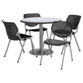 thumbnail image 2 of KFI Studios Mode Round 3' Dining Table Set, Natural, 4 Black KOOL Chairs, 2 of 5