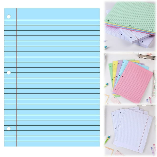 AKEGAMN Clearance! 200 Sheets Colored Loose Paper 8" X 11" College Ruled Lined 3 Hole Punched Notebook Filler Paper For 3 Ring School (Aesthetic Color) Colorful Paper Sheets: our lined paper is smoo