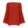 thumbnail image 3 of Sexlip Womens Off The Shoulder Long Bell Sleeve Tops Flared Casual Loose Blouse Orange M, 3 of 6