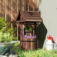 thumbnail image 3 of YYAo Wood Wishing Well for Outside with Hanging Bucket, Wishing Well Planter with Drain Hole for Garden Patio, Carbonized, 3 of 11