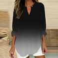 thumbnail image 2 of frariair ​Women's Retro Geometric Print Long Sleeve Shirt – Stretch Polyester Casual Tunic Top​ Black, 2 of 4