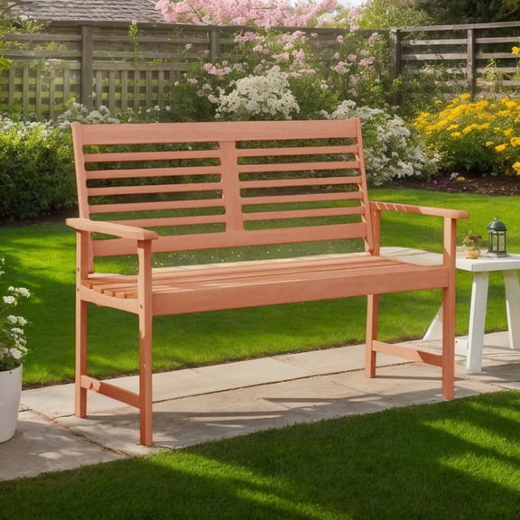 YYAo Garden Benches, Outdoor Bench,Patio Solid Wood Loveseat Outdoor 2-Seat Bench with Inclined Backrest and Slatted Seat
