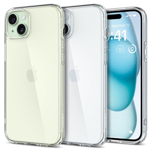 Funda Spigen para iPhone 15, ultra híbrida, transparente y antiamarilleo