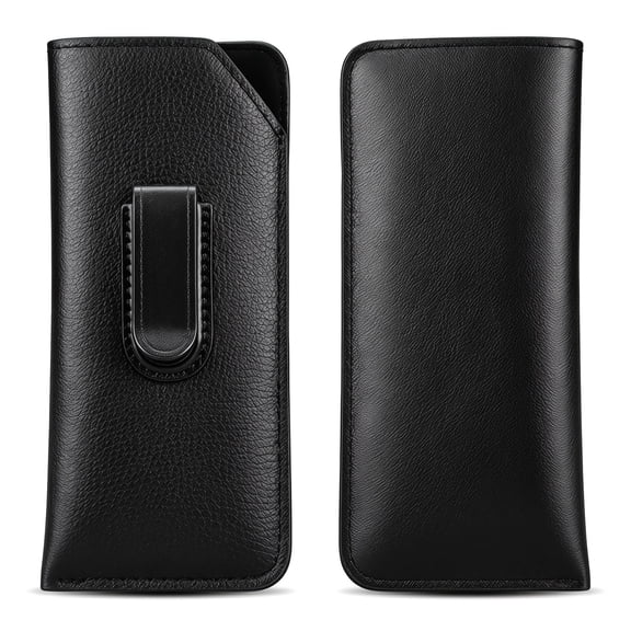 2Pcs Sunglasses Holder Eyeglass Case Glasses Case Soft Pouch Belt Clip for Readers & Travelers, Black 6.30×2.56×0.59 IN
