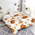 thumbnail image 4 of Halloween Theme Throw Blanket Happy Jack O Lantern Pumpkins with Candy Witch Hat Blanket Cozy Soft Lightweight Flannel Plush Blankets for Bed Couch Living Room Sofa Chair,50x60 Inch, 4 of 6
