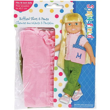 The Springfield Collection by FibreCraft Ruffled TopPants for Doll, PinkKhaki