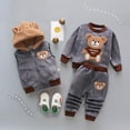 thumbnail image 2 of Jamsmile Kids Toddler Boys Outfit Sets Girls 3PCS Flannel Set Bear Print Pullover + Zipper Vest + Pants Winter 3pcs Outfits, 2 of 3