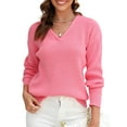 thumbnail image 1 of Fashnice Chandail Femme Hiver Chaud Manches Longues Tricoté Chic Rose TG, 1 of 3