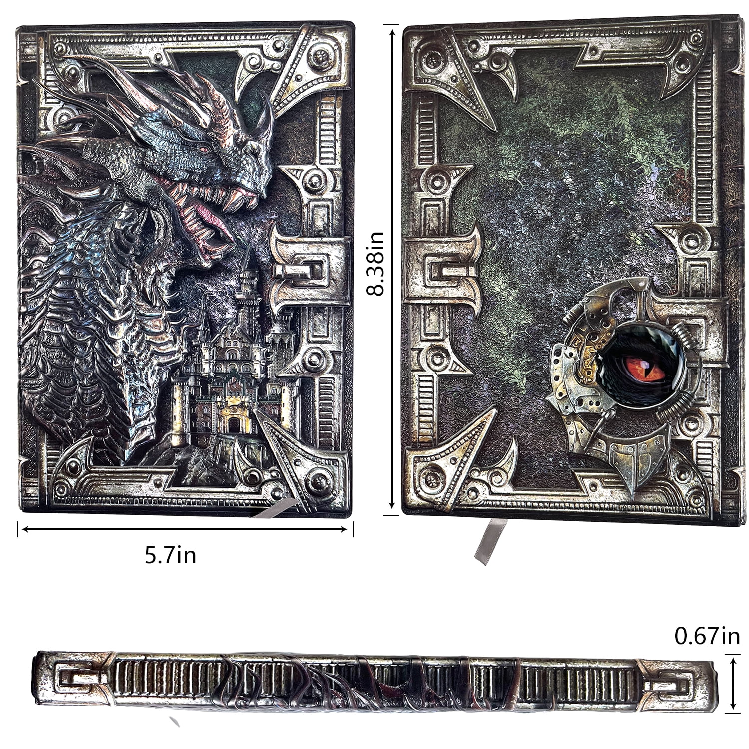 Vintage Dragon Embossed Leather Notebook DND Notebook Travel Journal.Antique Handmade A5 Journal,Hardcover Liner,Writing Notebook Gift for Men&Women (Colorful Dragon)