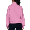 thumbnail image 4 of Women’s Casual Half Zip Sweatshirt Stand Collar Long Sleeve Hoodie Plus Fleece Pullover Loose Fit Tops with Pocket, 4 of 4