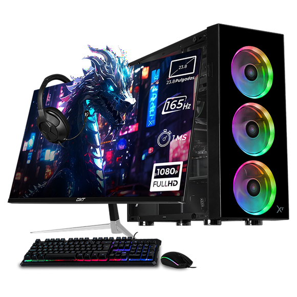 PC Gamer Completa Xtreme PC Gaming NVIDIA GeForce RTX 5060 AMD Ryzen 5 5500 32GB SSD 1TB Monitor 23.8 165Hz WIFI W10 Black gaming 1080p, estudios y multitarea