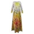 thumbnail image 4 of Vestido de manga larga irregular con dobladillo de bolsillo estampado con botones y cuello en O para mujer Fridja  nbo78, 4 of 5