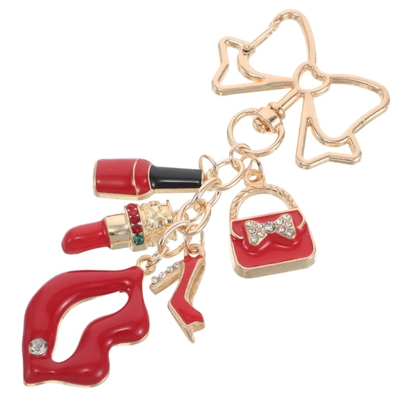 DESIGNICE Cute Bow Bag Charm Keychain Lipstick Bag Keychain Classy Purse Charm, Metal Key Chain for Women Creative Pendant Handbag Decoration