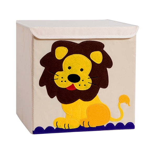 1PC Cartoon Pattern Storage Box With Flip Lid Linen Toy Laundry Organizer