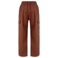 thumbnail image 5 of YONGHS Girls Kids Casual Jogger Sweatpants Loose Cargo Pants Trousers Hip Hop Jazz Street Dancewear Brown 12, 5 of 7