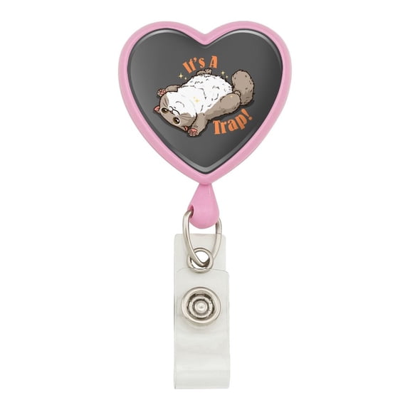 It's a Trap Cat Belly Rubs Funny Heart Lanyard Retractable Reel Badge ID Card Holder