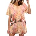 thumbnail image 1 of Conjunto de Pijama de las Mujeres de Moda Casual Color Sólido Manga Corta Cuello Redondo Top Y Pantalones, 1 of 6