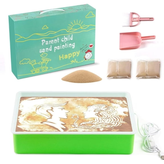 Home Sand Painting Table Set for Kids, Beginner DIY Craft Machine with Educational Art Supplies, Creative Sand Art Kit Gift for Children Age 3