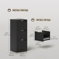 thumbnail image 2 of Lockable 3-Drawer Filing Cabinet with Fluted Fronts and Gold Pulls, Black MDF Mobile File Cabinet with Adjustable Rails for A4 Letter Files, Printer Stand for Home Office, 2 of 7