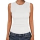 thumbnail image 1 of Blusa sin Mangas de Punto Acanalado para Mujer - Casual de Color Sólido, Ajustada, Cuello Redondo, sin Mangas, Camisetas de Verano, Blanca, XXL, 1 of 6