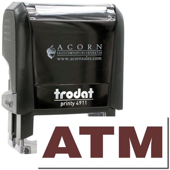 Self-Inking Atm Stamp, Trodat Printy 4911, Press and Print Stamping, Impression Size 5/8" x 1-1/2", Up to 10,000 Impressions - Brown Ink