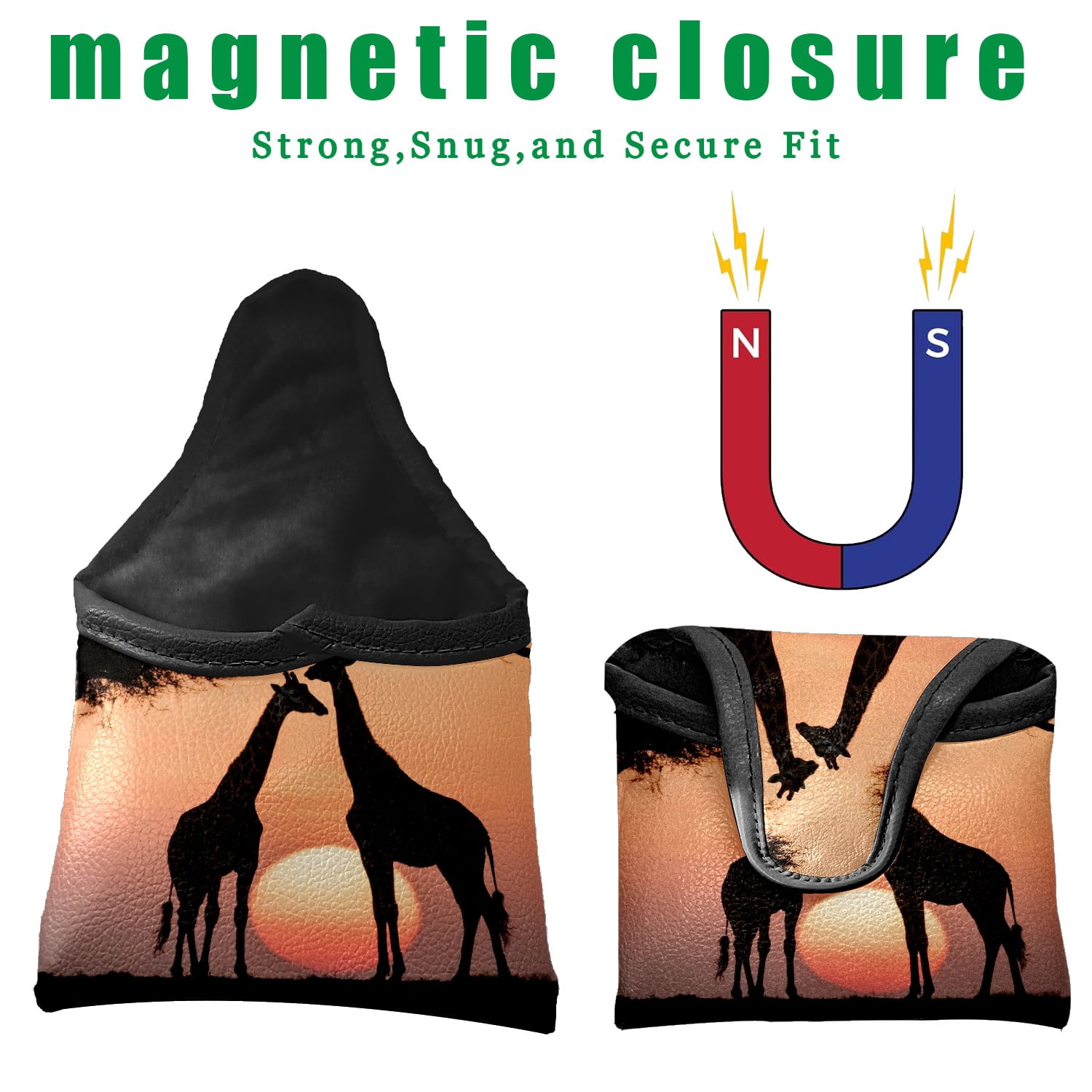 Golf Club Head Cover Waterproof Leather Golf Accessories HeadCovers Set Driver Headcover for Women Men Flamingo