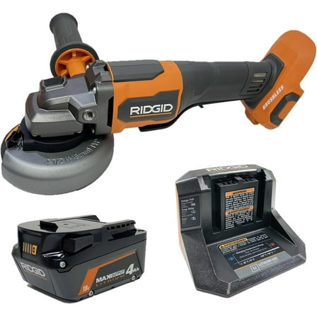 Ridgid 18V Brushless Cordless 4-1/2 in. Angle Grinder Kit with 4.0 Ah Battery and Charger