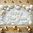 thumbnail image 5 of Gold Silver Theme Happy New Year Banner Festive Design New Year Banner Balloon Decor Star Pattern Celebration Banner for New Year Party Holiday Celebration Indoor Decoration, 5 of 9