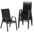 thumbnail image 1 of Gaderth Patio Chairs Set of 6, Outdoor Stackable Dining Chairs With Textilene Fabric, High Back All Weather Deck Chairs With Steel Frame and Armrests for Backyard Poolside Garden Balcony, 1 of 8