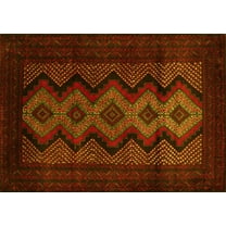 Ahgly Company Machine Washable Indoor Rectangle Southwestern Yellow Country Area Rugs, 5' x 7'