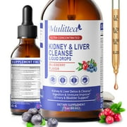 Mulittea Kidney Cleanse Detox Repair Drops w/ Cranberry Extract & Chanca Piedra for Urinary Health & Liver Detox Cleanse, Vegan Kidney Support Supplement - Alcohol-Free, Non-GMO (2 fl oz)