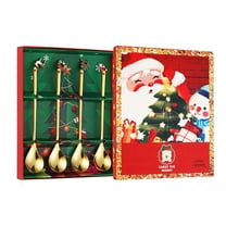 Christmas Spoon Stainless Steel Christmas Tree Tea Spoon for Home, Xmas Coffee Spoon Dinner Forks Dessert Spoon Stirring Spoon Ice Cream Spoon, Christmas Gold Spoon 4-piece Gift Box