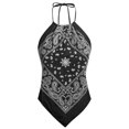 thumbnail image 1 of Made by Olivia Women's Sexy Pu Leather/ Suede Halter Top Bandana Shirt, 1 of 6
