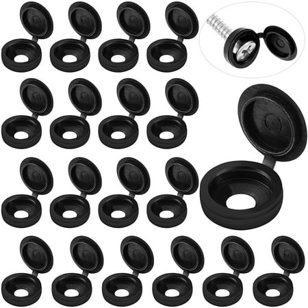 

100 Pieces Hinged Screw Cover Caps Plastic Screw Caps Fold Screw Snap Covers Washer Flip Tops (Black M)