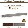 thumbnail image 3 of Marsmiles 48" x 3" Pine Wood Distressed Rustic Floating Fireplace Mantel Ash Gray, 3 of 5