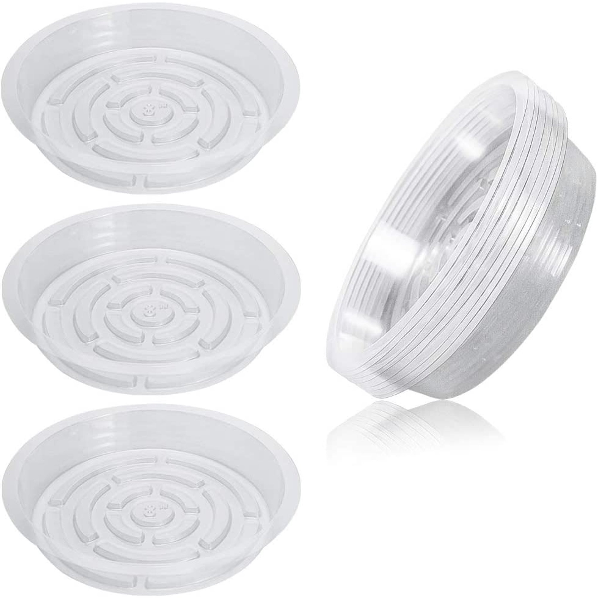 Lot De 10 Soucoupes Pour Plantes En Plastique Transparent 6 Pouces - Bacs D'Égouttement Pour Pots De Fleurs - Stockage D'Eau Intérieur Et Extérieur