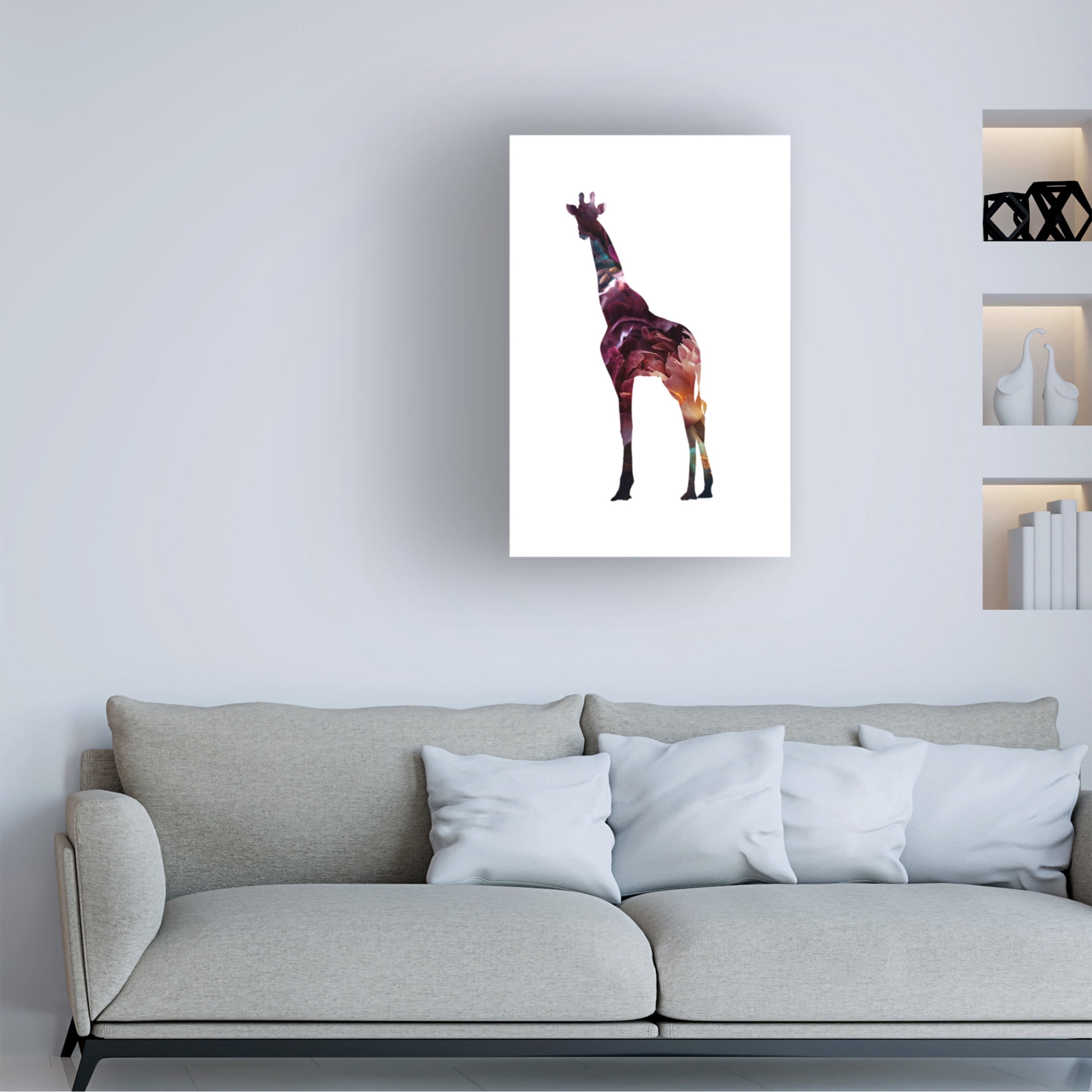 Trademark Fine Art Sarah Manovski Flower Giraffe Canvas Wall Art
